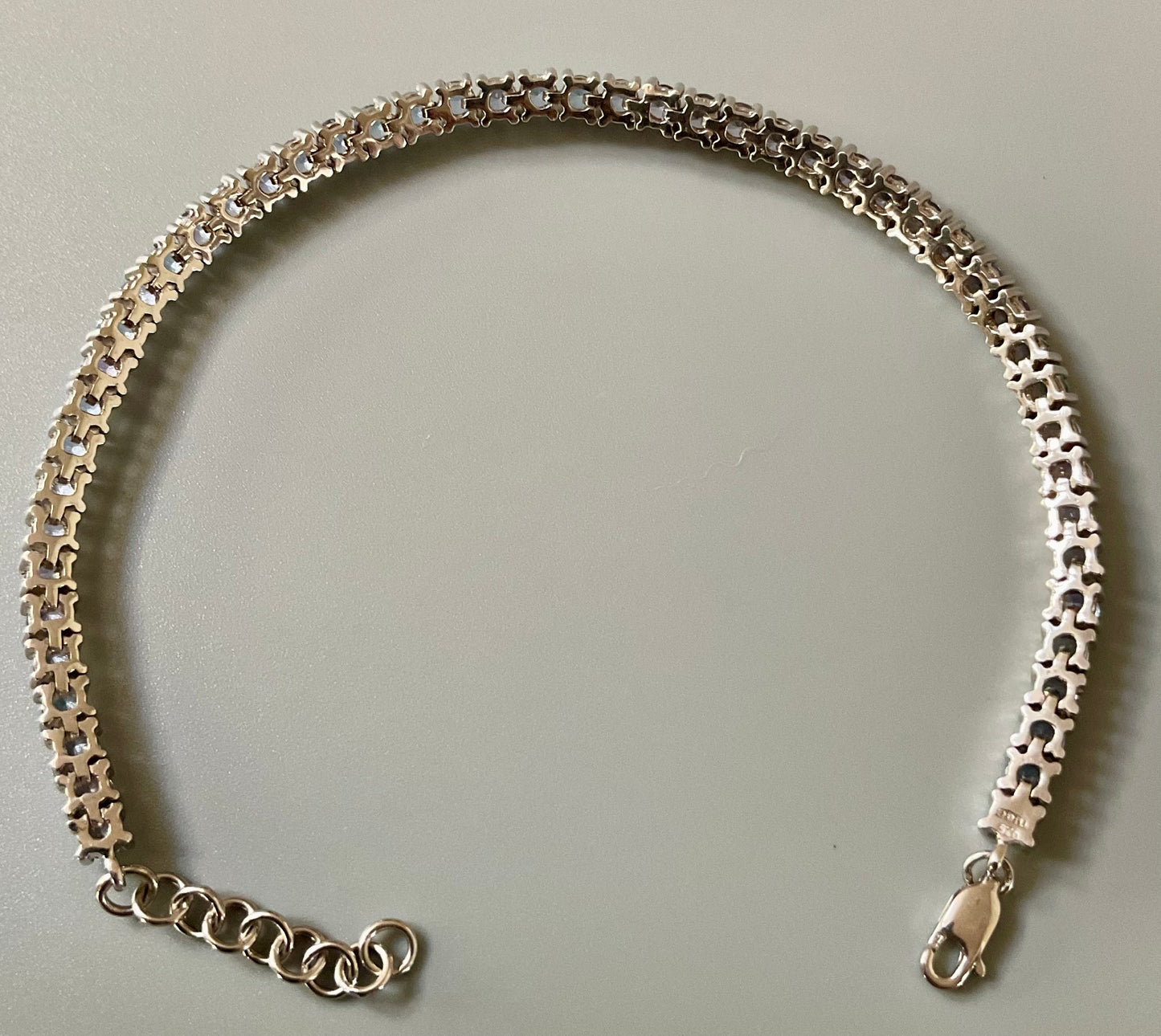 925 Tanzanite Tennis bracelet Hallmarked TGGC 20-22.5cm sterling silver 17.36g