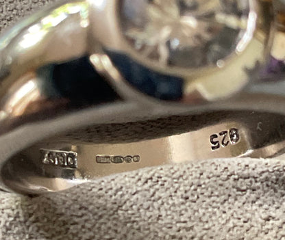 Chunky 925 Unisex DQCZ solitaire ring size S1/2-T sterling silver QVC hallmarked