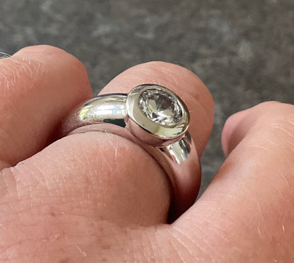 Chunky 925 Unisex DQCZ solitaire ring size S1/2-T sterling silver QVC hallmarked