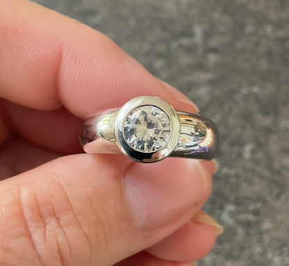Chunky 925 Unisex DQCZ solitaire ring size S1/2-T sterling silver QVC hallmarked