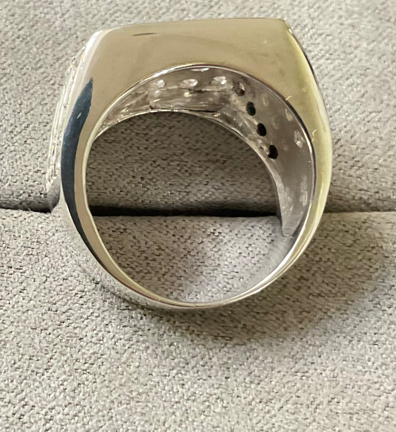 Mens 925 chunky CZ 4 row ring size P London hallmark sterling silver 10.39g Unisex