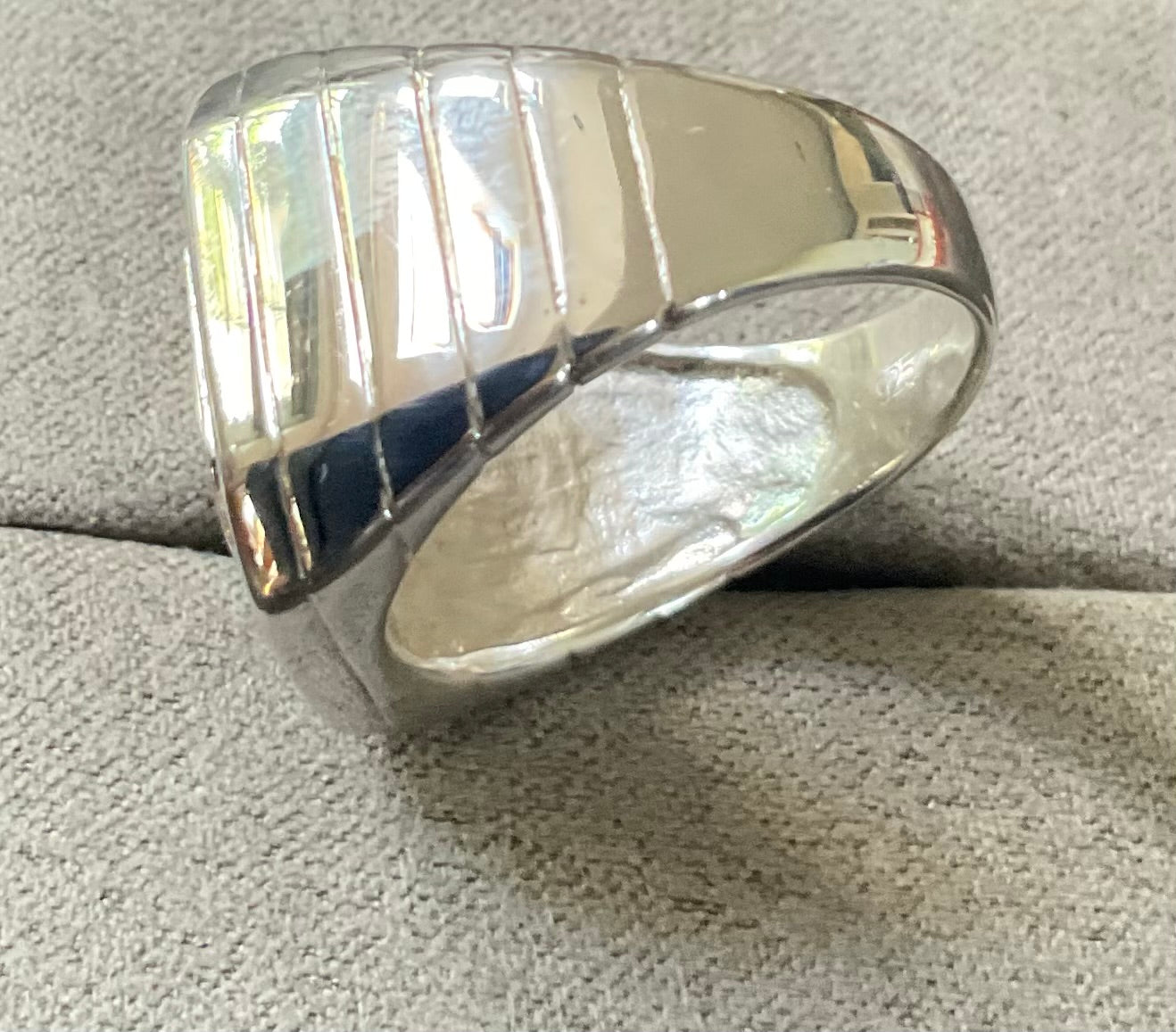 Mens 925 chunky CZ square ring size R1/2 Birmingham hallmark Sterling silver 10.02g Unisex