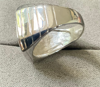 Mens 925 chunky CZ square ring size R1/2 Birmingham hallmark Sterling silver 10.02g Unisex