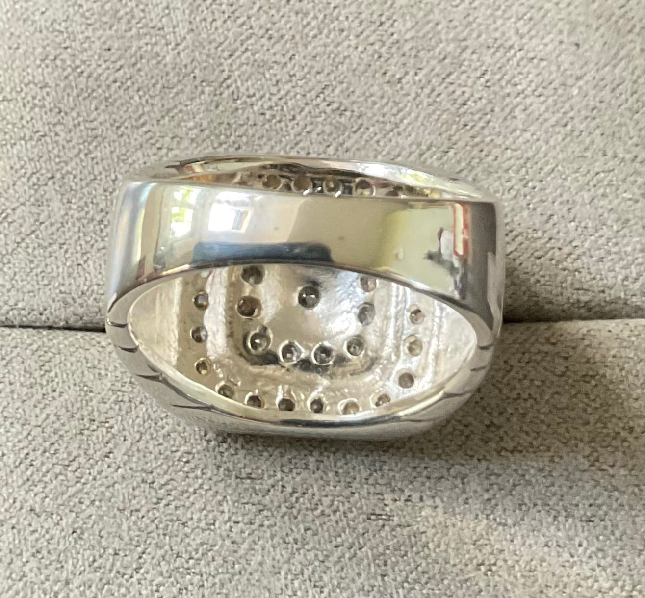 Mens 925 chunky CZ square ring size R1/2 Birmingham hallmark Sterling silver 10.02g Unisex