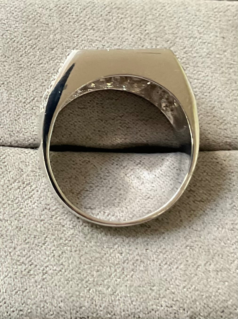 Mens 925 chunky CZ 4 row ring size V Sheffield hallmark sterling silver 9.38g Unisex