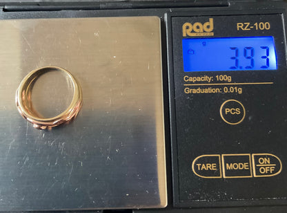 Vintage Clogau 9ct Blue Sapphire Lovers Weave ring size M yellow and rose gold