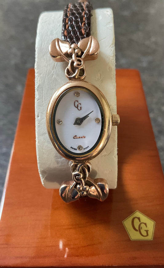 Clogau 9ct Tree of Life Diamond accent watch with original genuine leather strap and wooden box