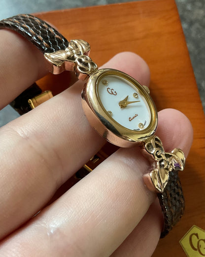 Clogau 9ct Tree of Life Diamond accent watch with original genuine leather strap and wooden box