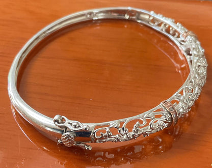 Clogau Am Byth Diamond bangle bracelet in silver and rose gold