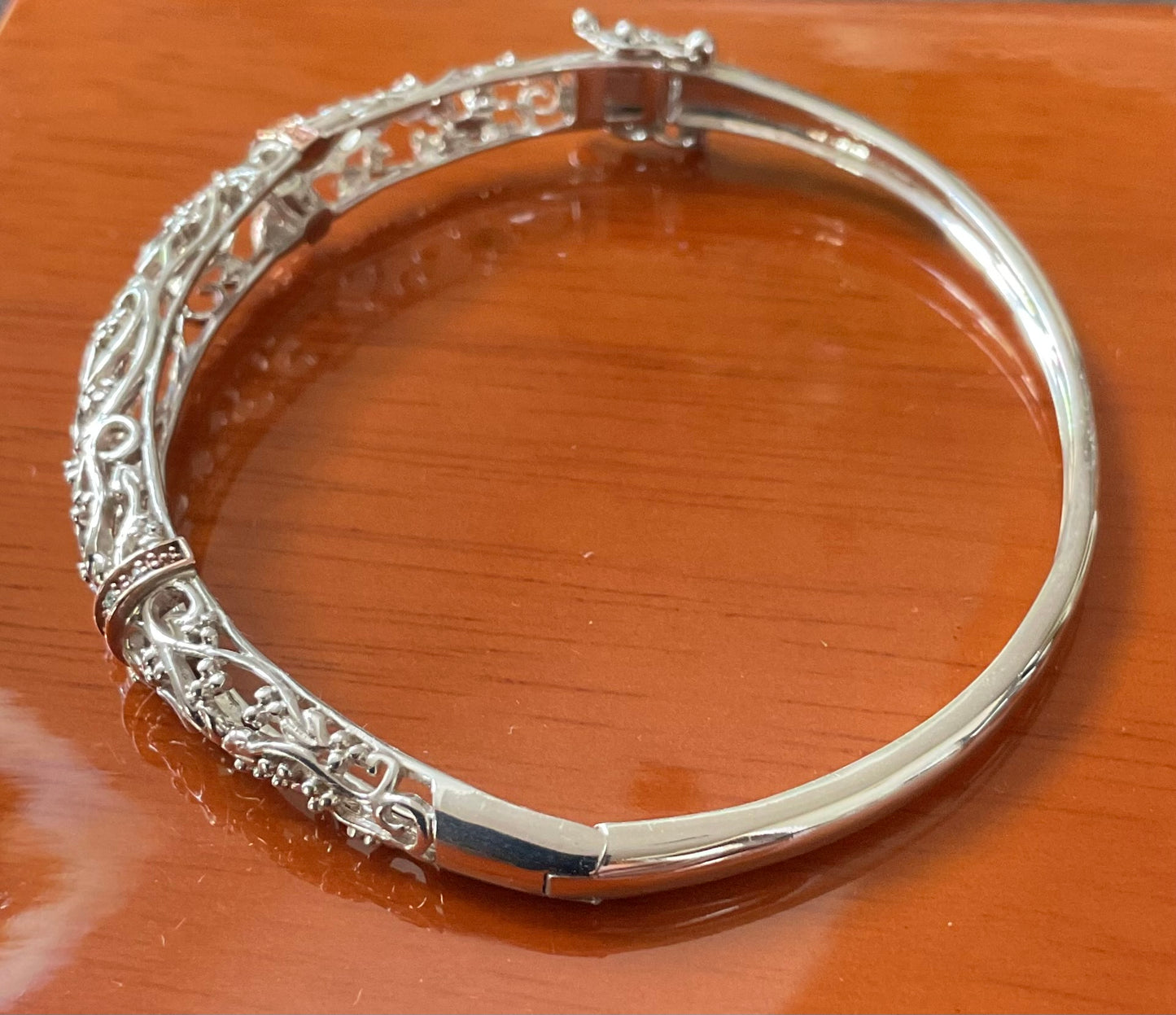 Clogau Am Byth Diamond bangle bracelet in silver and rose gold