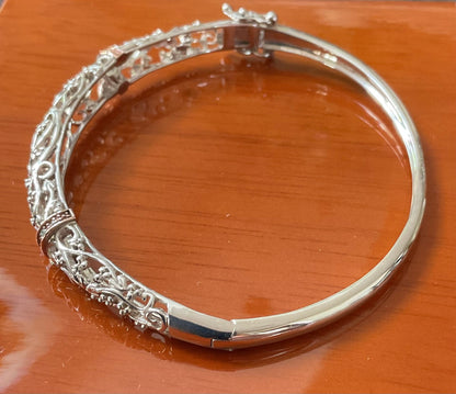 Clogau Am Byth Diamond bangle bracelet in silver and rose gold