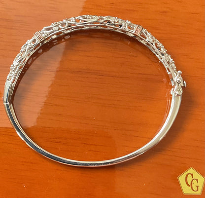 Clogau Am Byth Diamond bangle bracelet in silver and rose gold