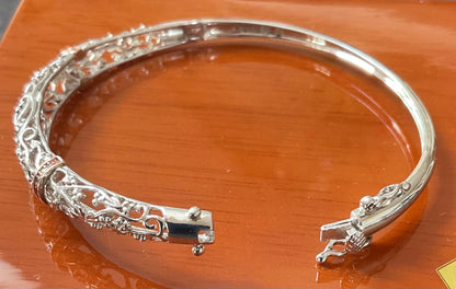 Clogau Am Byth Diamond bangle bracelet in silver and rose gold