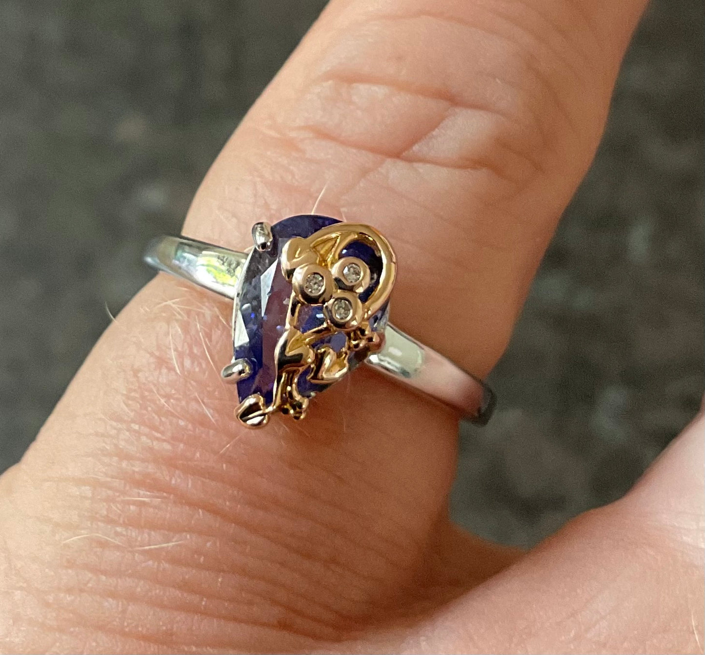 Clogau 18ct Tanzanite and Diamond Tree of Life Solitaire ring size N in white gold