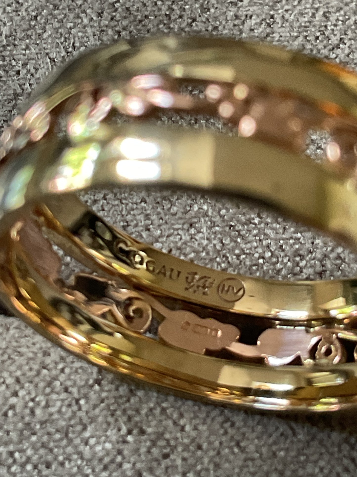 Clogau 9ct Tree of Life Wide 7mm Band ring size P in yellow and rose gold