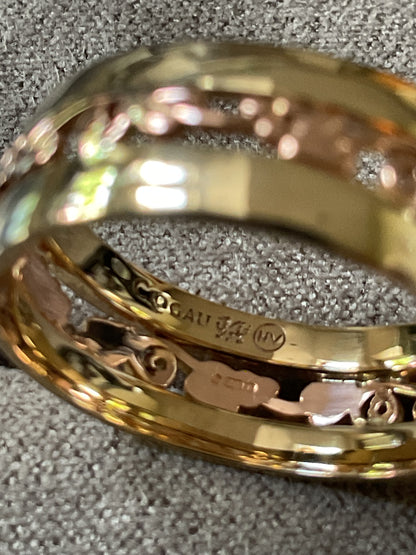 Clogau 9ct Tree of Life Wide 7mm Band ring size P in yellow and rose gold