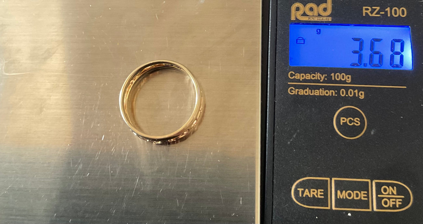 Clogau 9ct Tree of Life Wide 7mm Band ring size P in yellow and rose gold