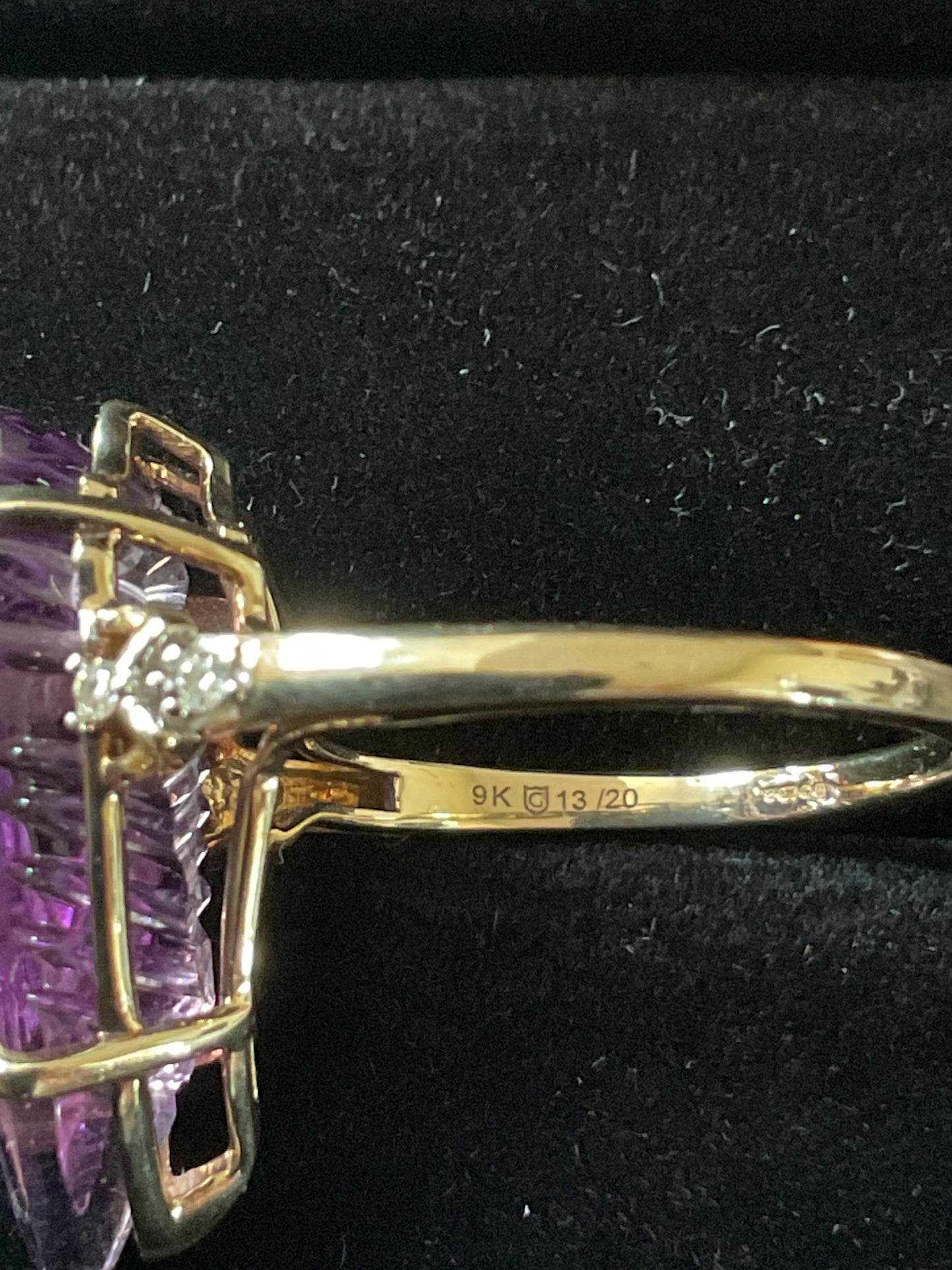 Lehrer 9ct Flame Cut Ametista Amethyst & Diamond Ring size O 8.65cts Limited Edition 13/20