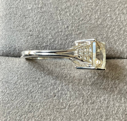 925 square cut Serenite and Zircon ring size N1/2 sterling silver