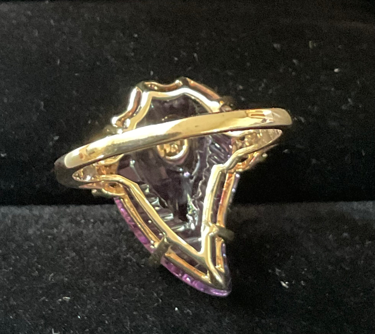 Lehrer 9ct Flame Cut Ametista Amethyst & Diamond Ring size O 8.65cts Limited Edition 13/20