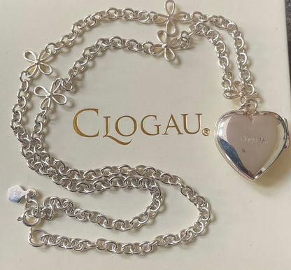 Clogau Vintage Daffodil Heart locket necklace 18” in silver with 9ct yellow and rose gold