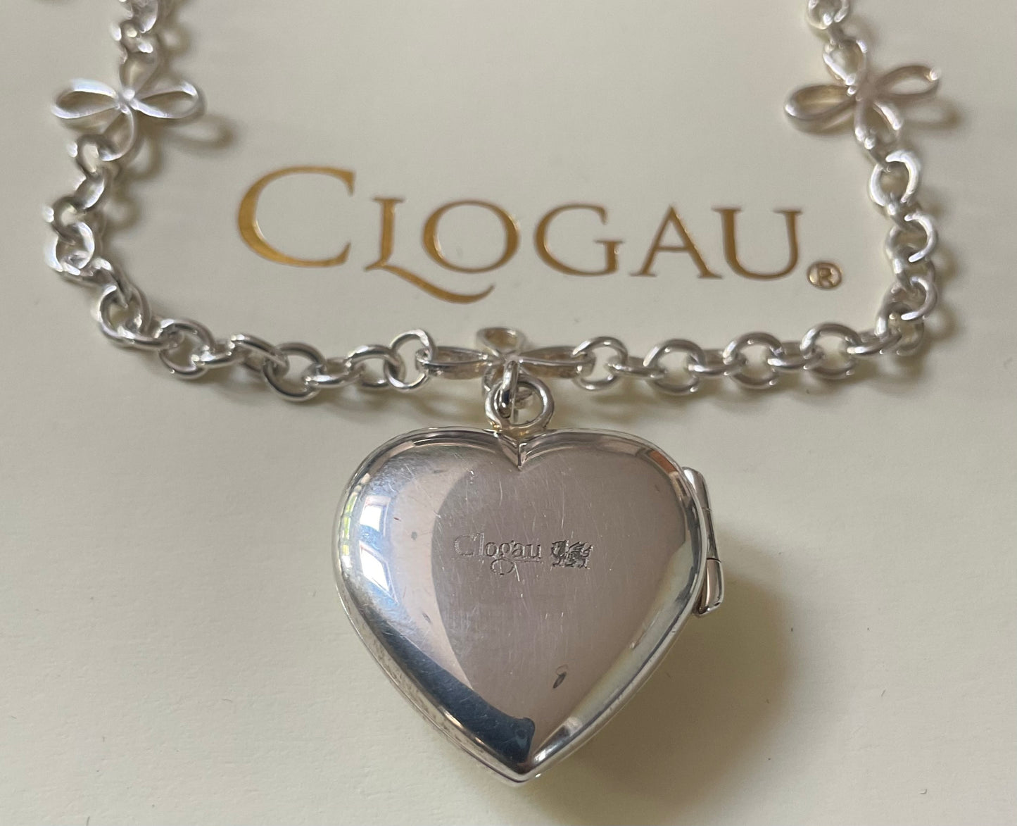Clogau Vintage Daffodil Heart locket necklace 18” in silver with 9ct yellow and rose gold