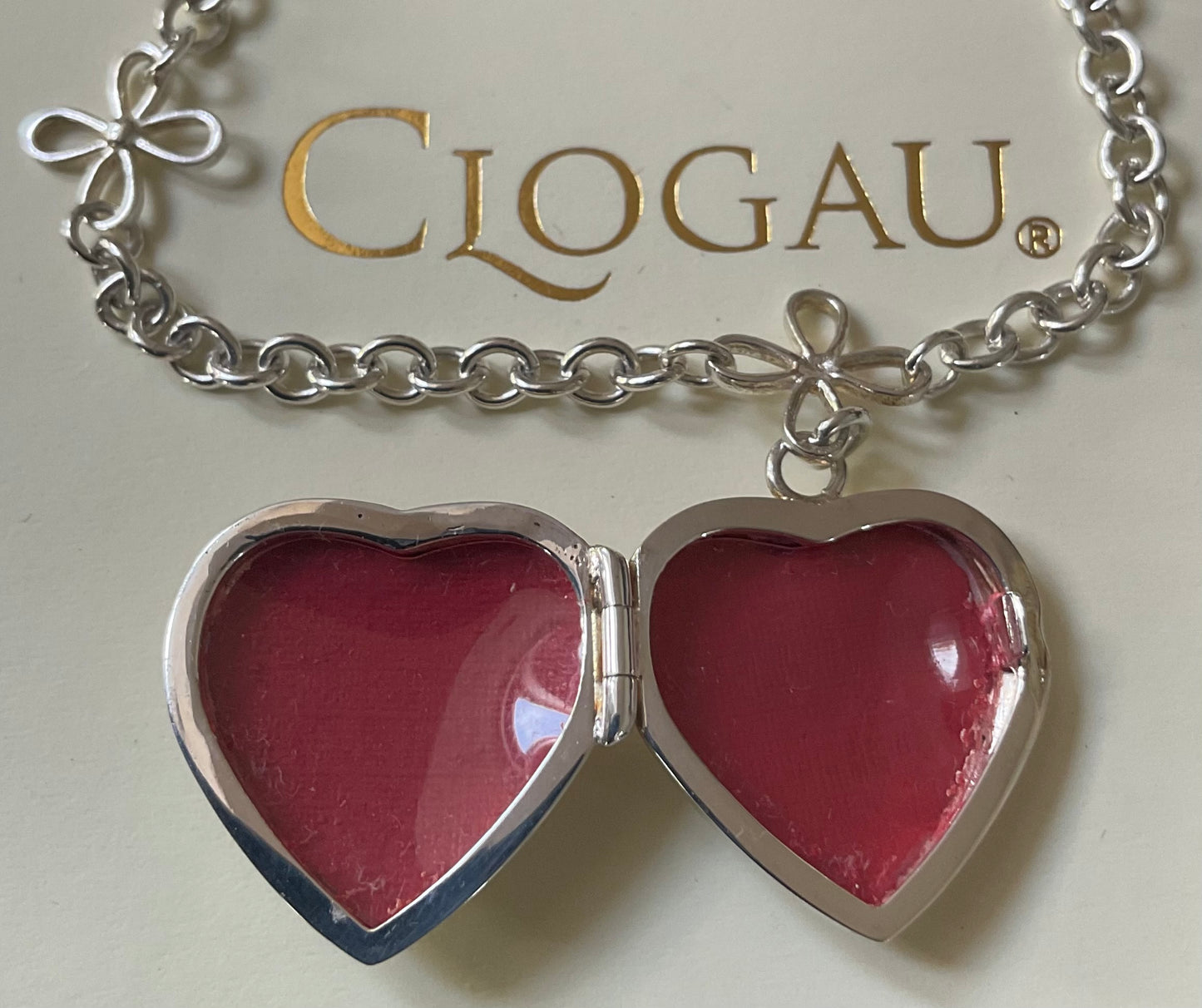 Clogau Vintage Daffodil Heart locket necklace 18” in silver with 9ct yellow and rose gold