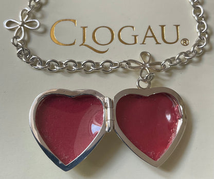 Clogau Vintage Daffodil Heart locket necklace 18” in silver with 9ct yellow and rose gold