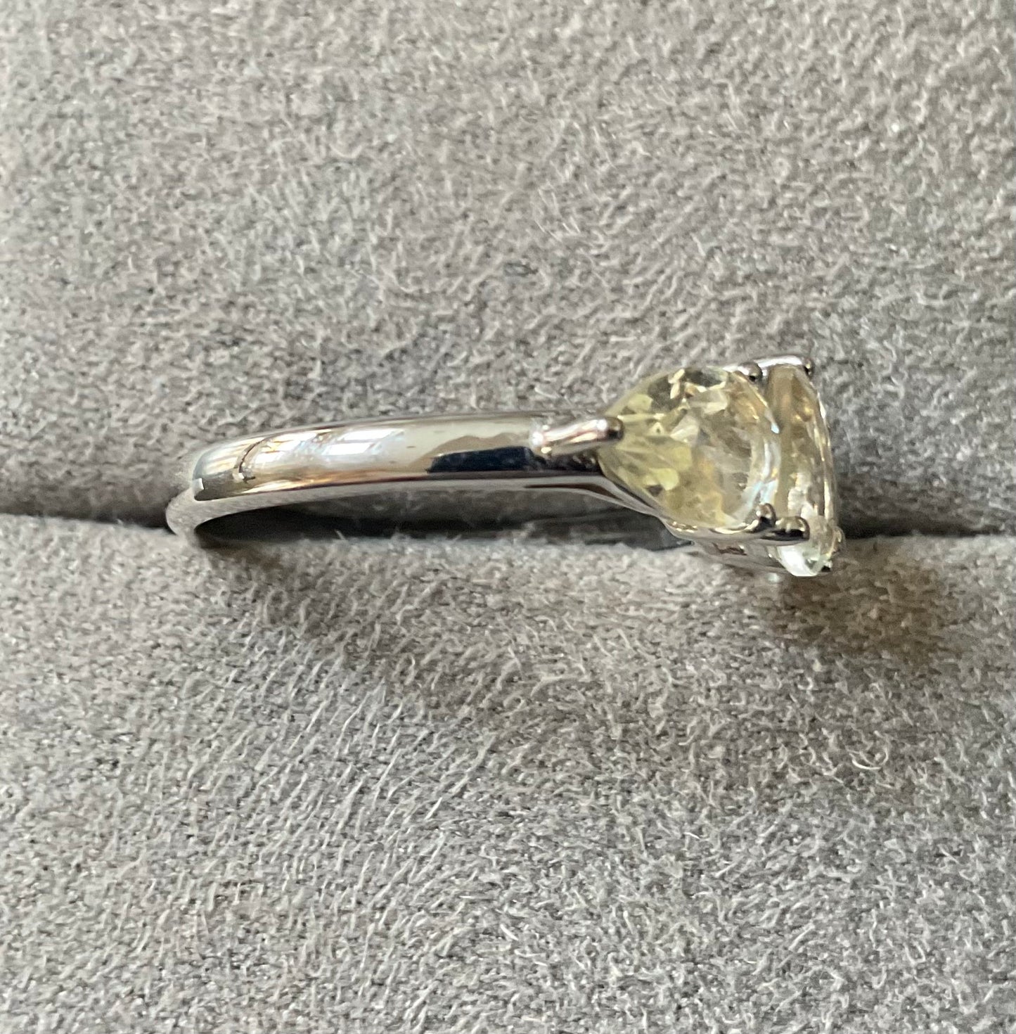 925 Serenite pear cut trilogy ring size P1/2 sterling silver