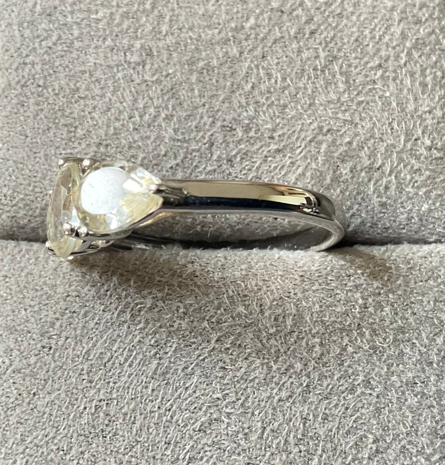 925 Serenite pear cut trilogy ring size P1/2 sterling silver