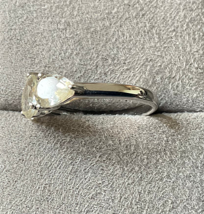 925 Serenite pear cut trilogy ring size P1/2 sterling silver
