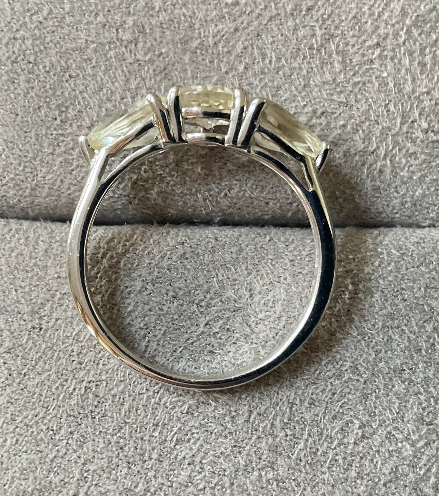 925 Serenite pear cut trilogy ring size P1/2 sterling silver
