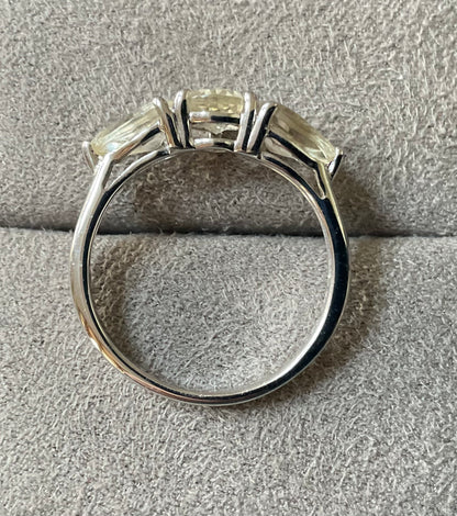 925 Serenite pear cut trilogy ring size P1/2 sterling silver