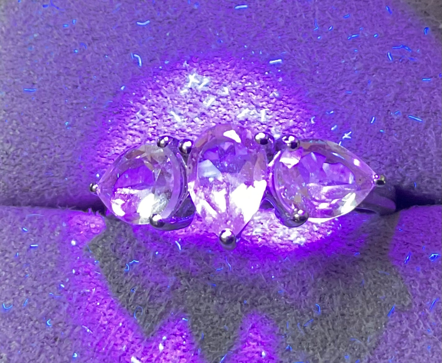 925 Serenite pear cut trilogy ring size P1/2 sterling silver