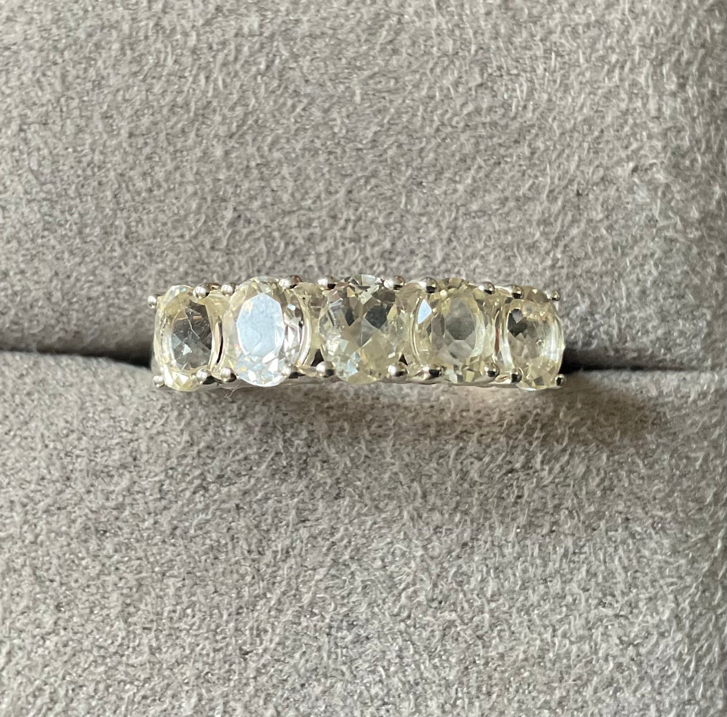 925 Serenite 5 oval cut stone ring size P1/2 sterling silver