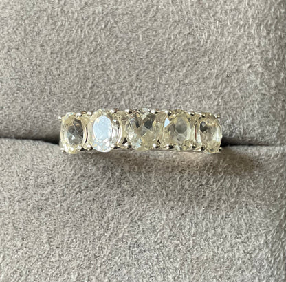925 Serenite 5 oval cut stone ring size P1/2 sterling silver