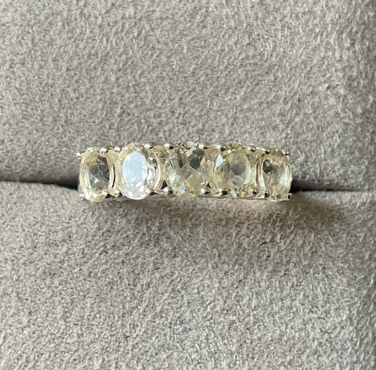 925 Serenite 5 oval cut stone ring size P1/2 sterling silver