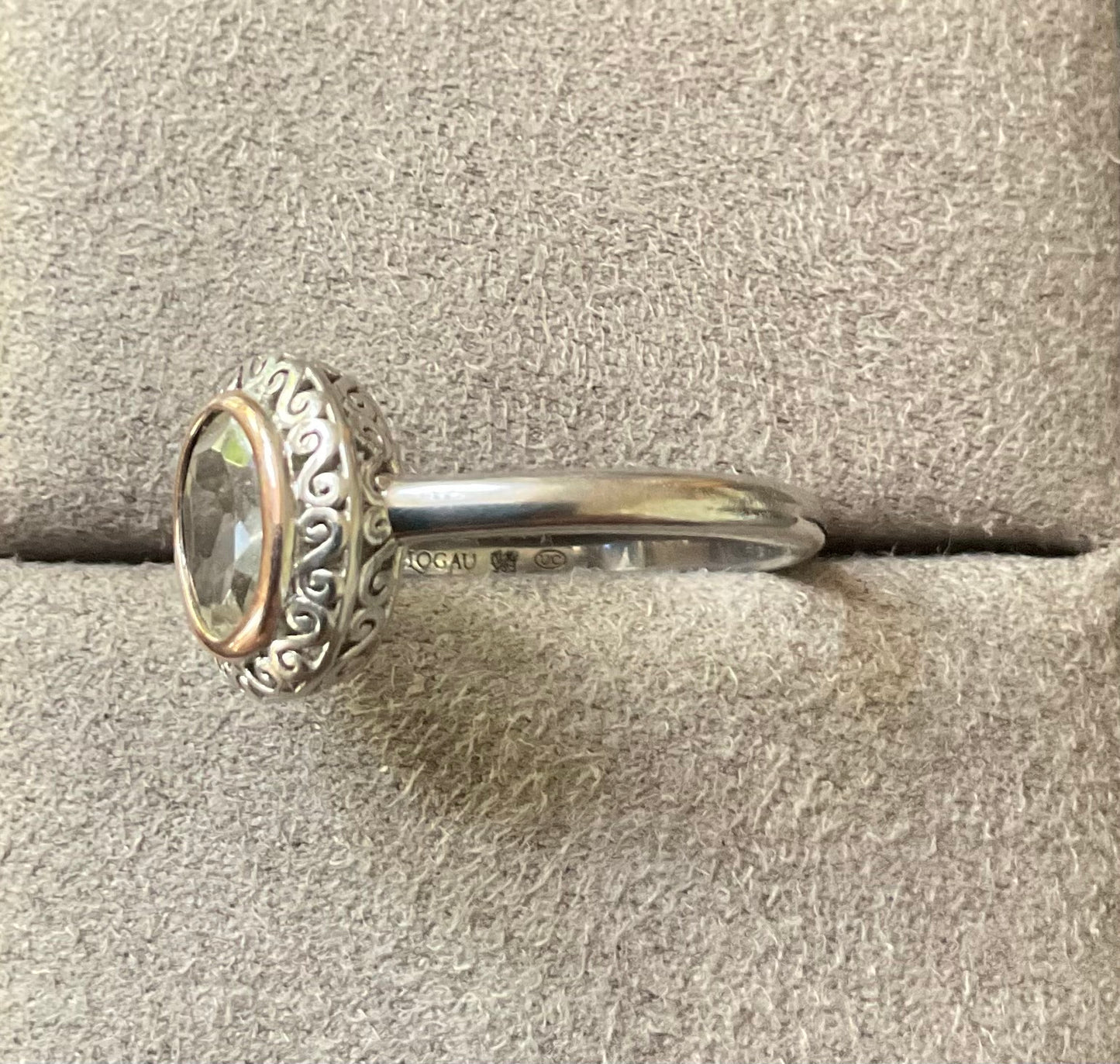 Clogau Magical Alice Looking Glass white topaz ring size Q in silver and rose gold