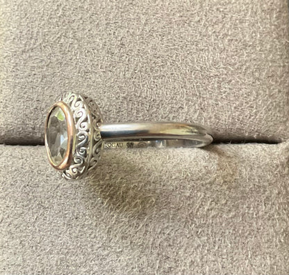 Clogau Magical Alice Looking Glass white topaz ring size Q in silver and rose gold