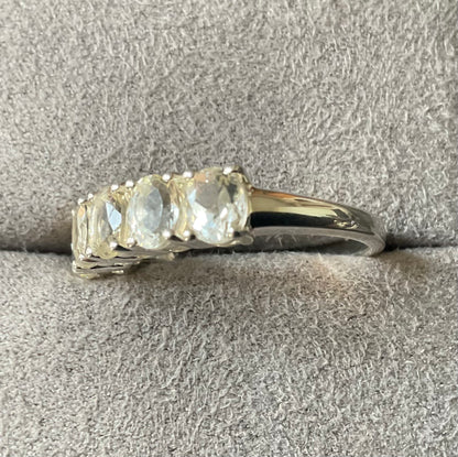 925 Serenite 5 oval cut stone ring size P1/2 sterling silver