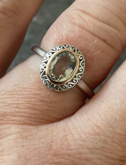 Clogau Magical Alice Looking Glass white topaz ring size Q in silver and rose gold