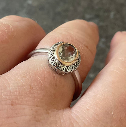Clogau Magical Alice Looking Glass white topaz ring size Q in silver and rose gold