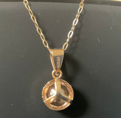 IBB 9ct Cubic Zirconia round bezel set solitaire pendant on 16" fine trace chain