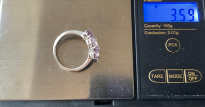 925 shades of Amethyst round cut bubble cluster ring size P1/2