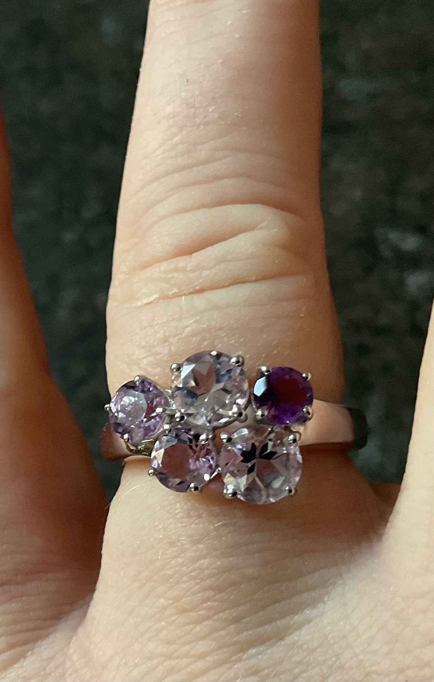 925 shades of Amethyst round cut bubble cluster ring size P1/2