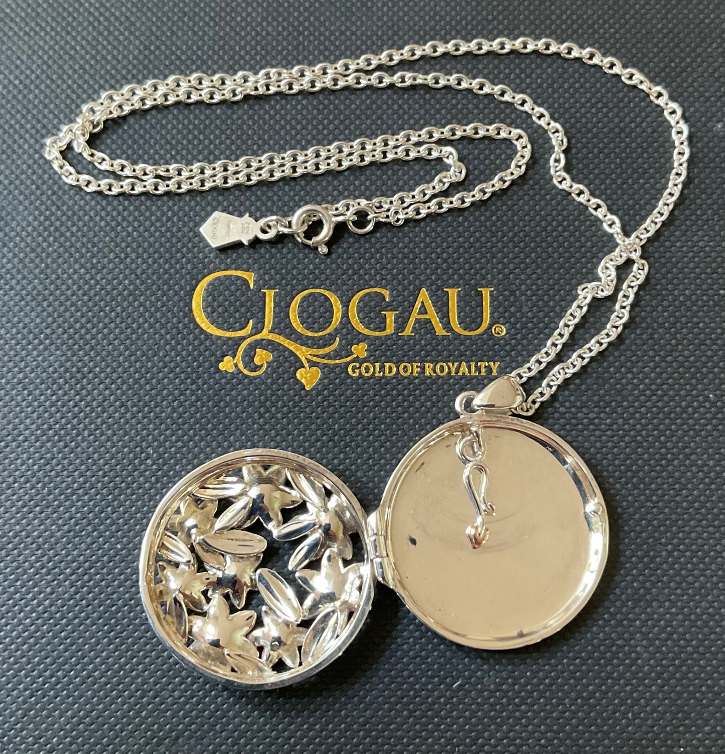 Clogau Floral Round Locket Rare Pendant 18” Necklace in silver and rose gold