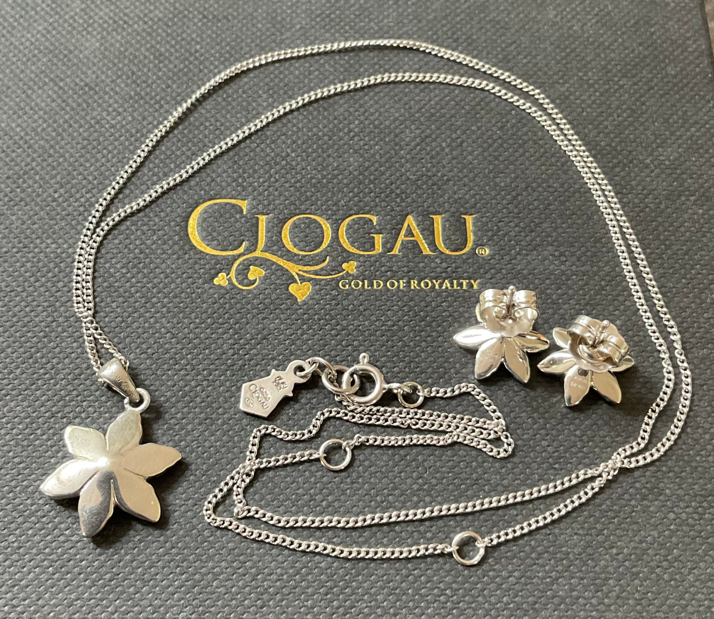 Clogau Lady Snowdon Mother of Pearl and Diamond necklace (£95) and earrings (£95) set (£175)