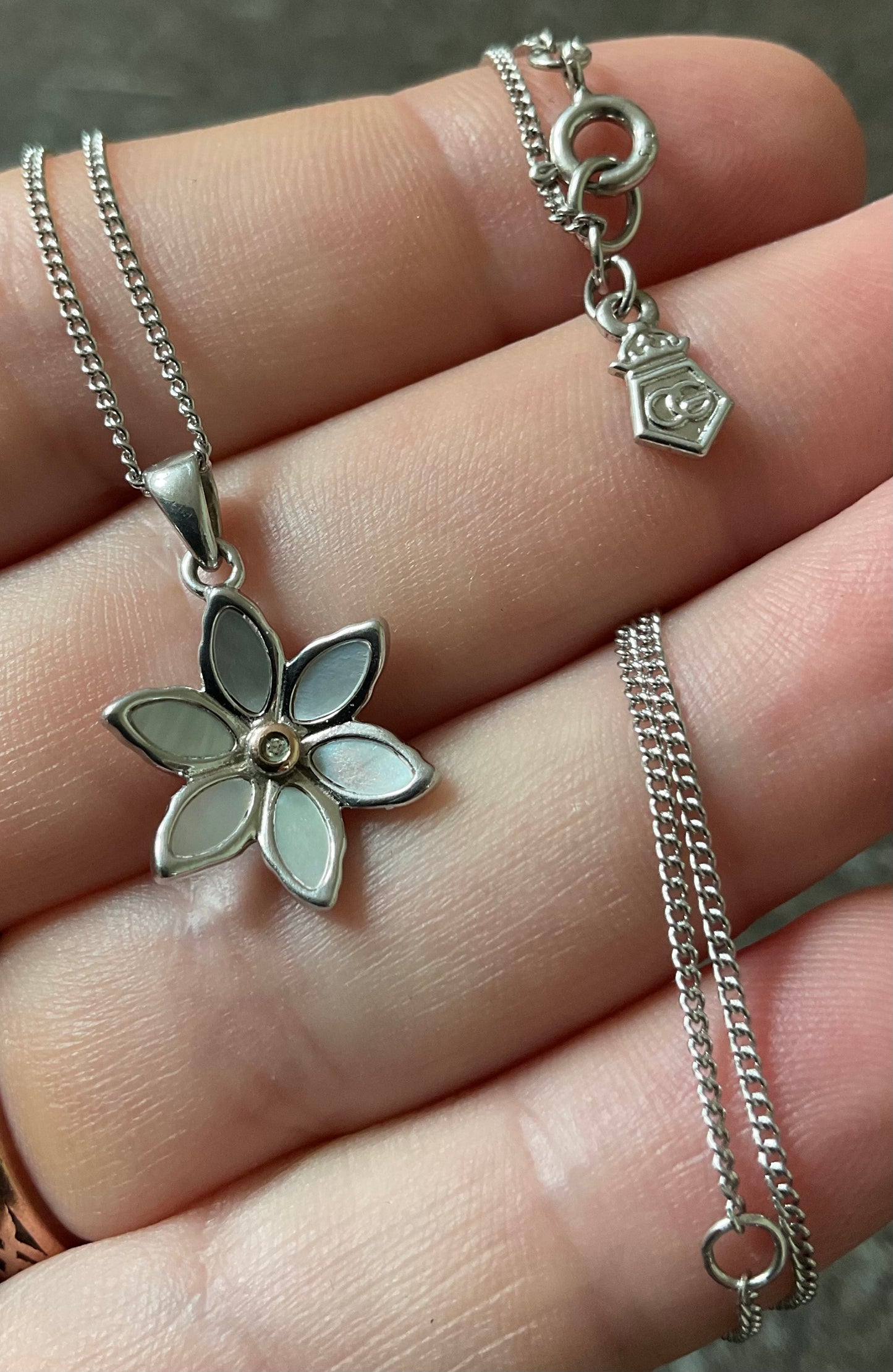 Clogau Lady Snowdon Mother of Pearl and Diamond necklace (£95) and earrings (£95) set (£175)