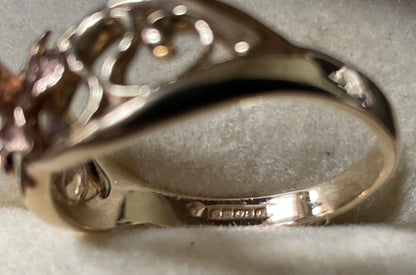 Vintage Clogau 9ct Daffodil ring yellow and rose gold size Q1/2 hallmarked 1993