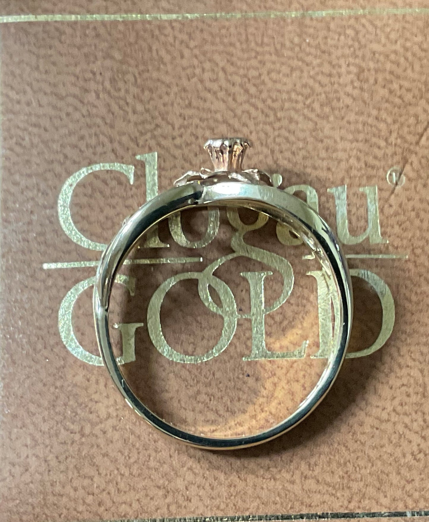 Vintage Clogau 9ct Daffodil ring yellow and rose gold size Q1/2 hallmarked 1993